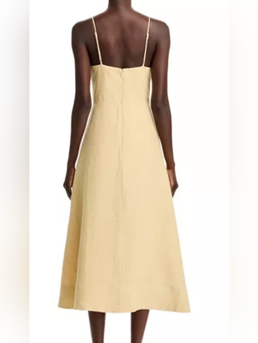 FARM Rio Olive/Sand Color Flower A-Line Linen Midi Dress - Picture 2 of 11